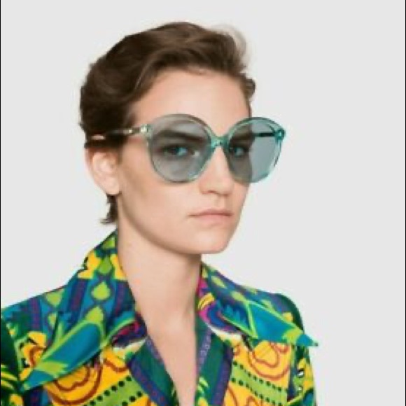 Blue Gucci Round Oversized Sunglasses